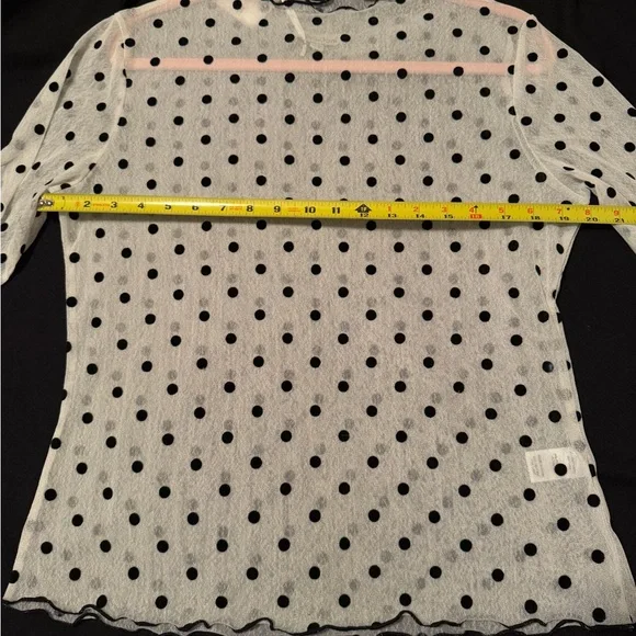 Davi & Dani Sheer Polka Dot Blouse - Black and White mesh - Picture 3 of 9